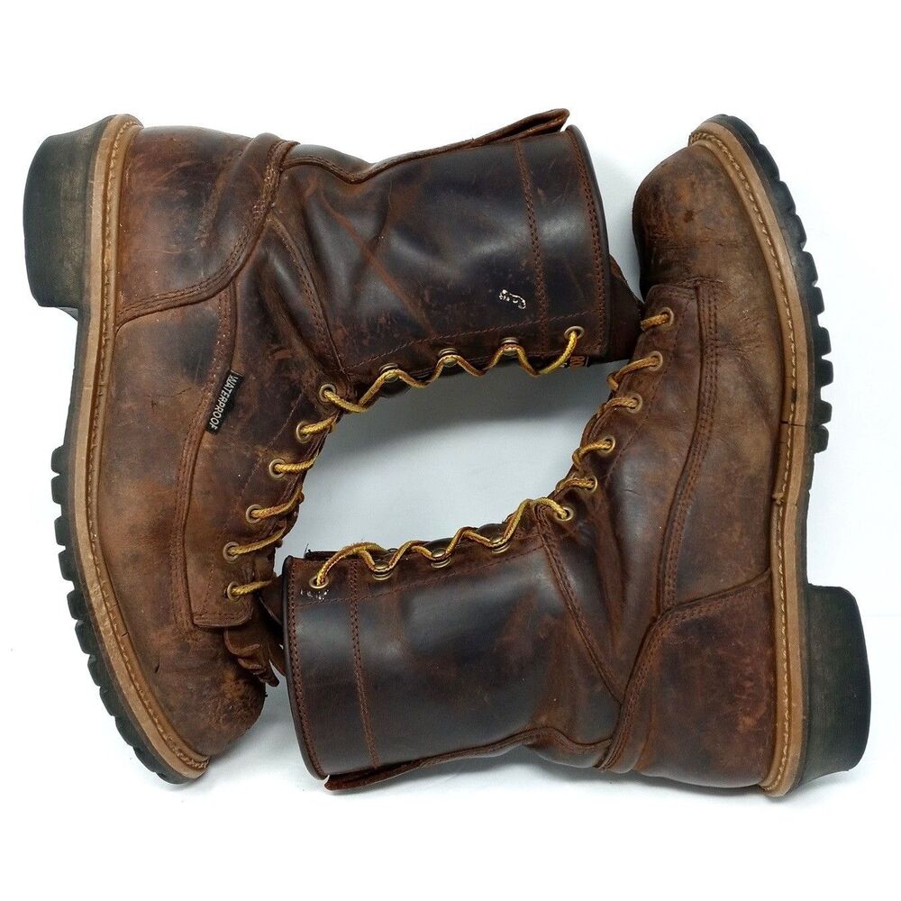 Carolina Brown Leather Work Boots Mens 12D Safety Toe EH Waterproof - Picture 9 of 12
